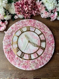 Charming Pink Butterfly Resin Wall Clock