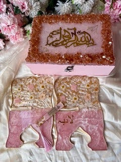 Elegant Pink Resin Quran Rehal Set