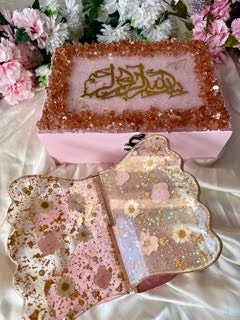 Elegant Pink Resin Quran Rehal Set