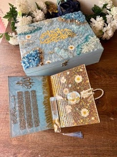 Elegant Blue Resin Quran Rehal Set