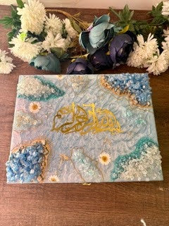 Elegant Blue Resin Quran Rehal Set